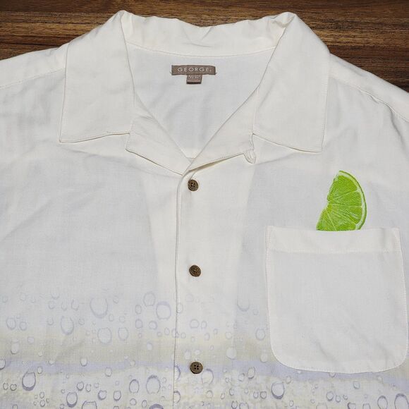 George SS Full Button "Beer" Shirt Lime Pocket - Size 2XL (50-52) - Picture 2 of 5
